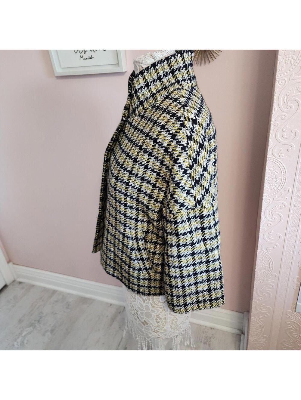 ETCETERA black yellow white tweed unique jacket blazer 8 wool blend - Picture 3 of 7